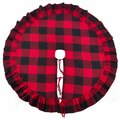 Tistheseason SARO  53 in. Round Buffalo Plaid Ruffle Design Decorative Cotton Christmas Tree Skirt  Red TI2657615